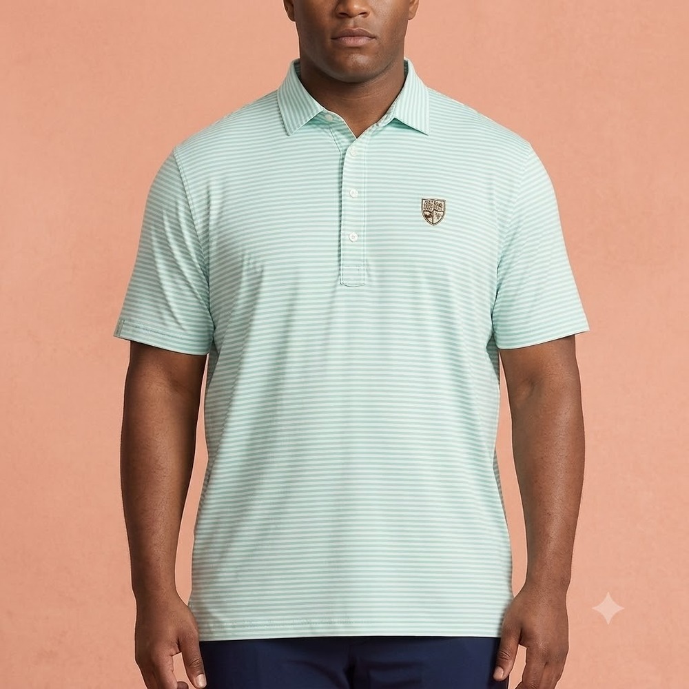 RLX Ralph Lauren Golf Polo Men's XL Green White Striped Crest